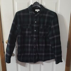 Men's Green Plaid Shirt Jacket